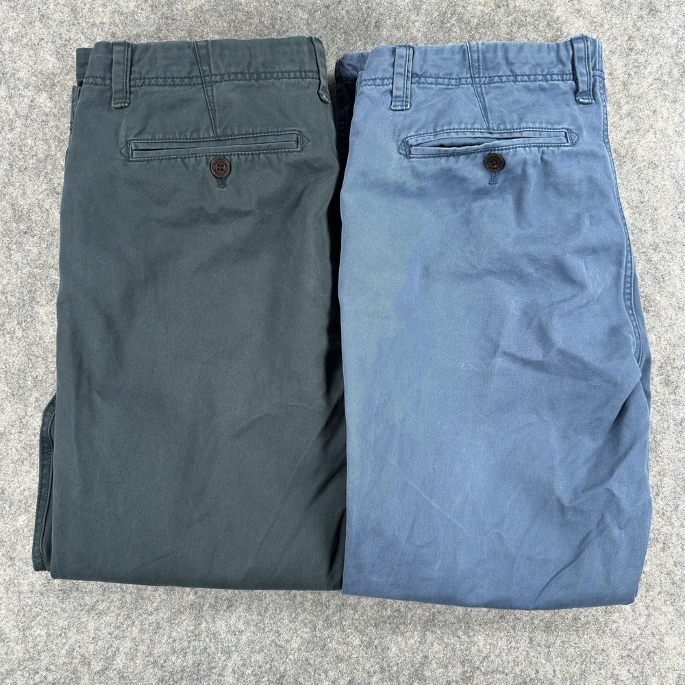 Fat Face‎ Pants Lot Of 2 Mens 40x30 Blue Green Chino 100% Cotton Straight Casual